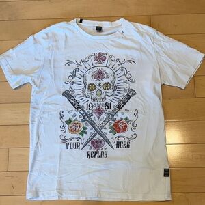 Replay White Skull Graphic Tee
